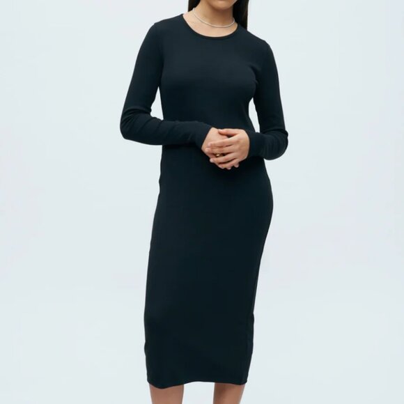 KOTN Black Long Sleeve Midi Dress - Picture 1 of 4